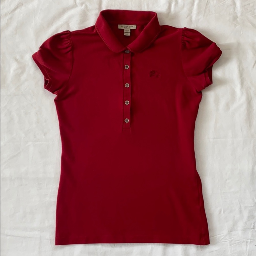 Burberry Brit Check Trim Polo, Size XS - Red